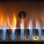 Gas combustion in a heating boiler