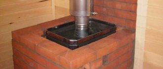 Metal stove lined with bricks in a steam room