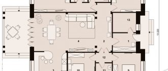 Layout in the project of a one-story 4-room house